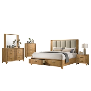 Galaxy Home Furnishings 5Pc Queen Bedroom Set with Storage Bed in Natural