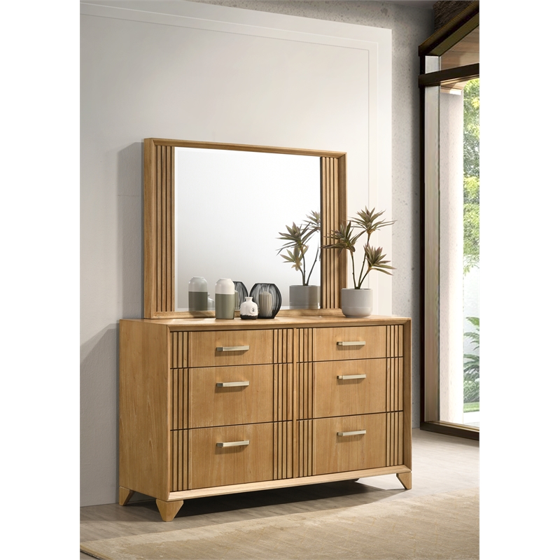 Galaxy Home Modern 6 Drawer Dresser with Full Extension Glides in Natural