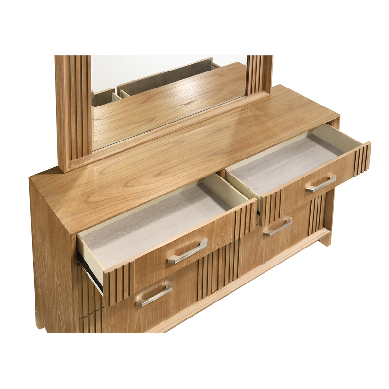 Galaxy Home Modern 6 Drawer Dresser with Full Extension Glides in Natural