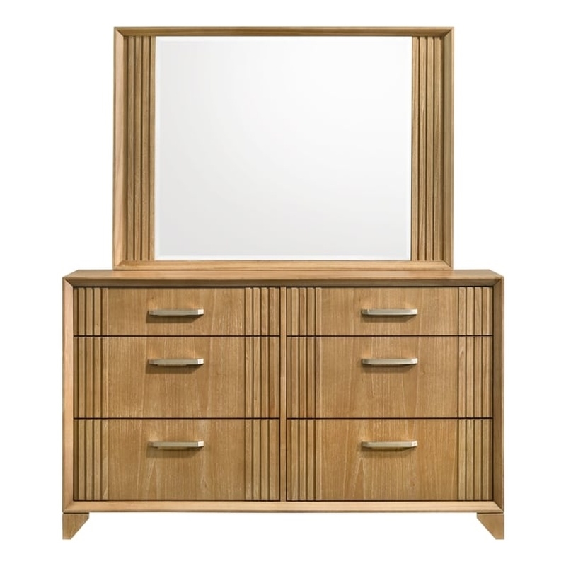 Galaxy Home Modern 6 Drawer Dresser with Full Extension Glides in Natural