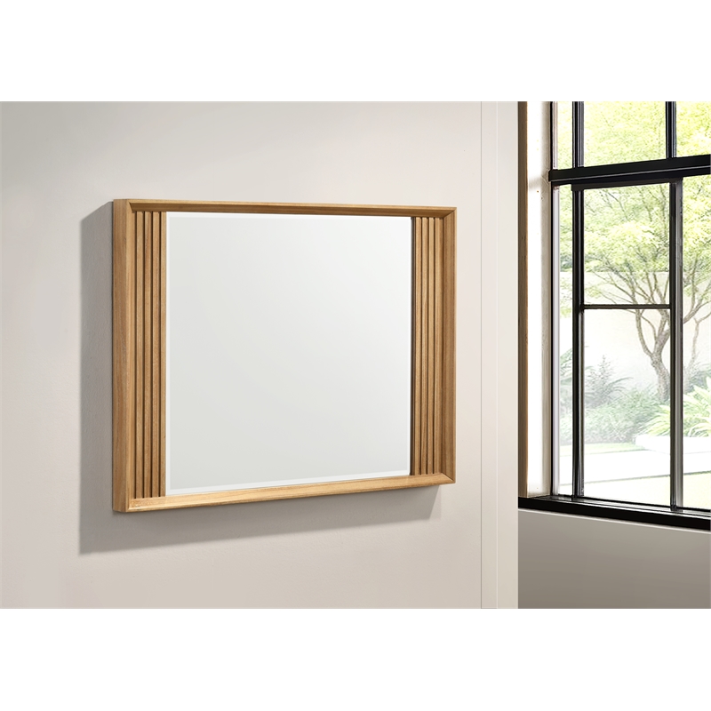 Galaxy Home Modern Bedroom Dresser Mirror with Wood Frame in Natural