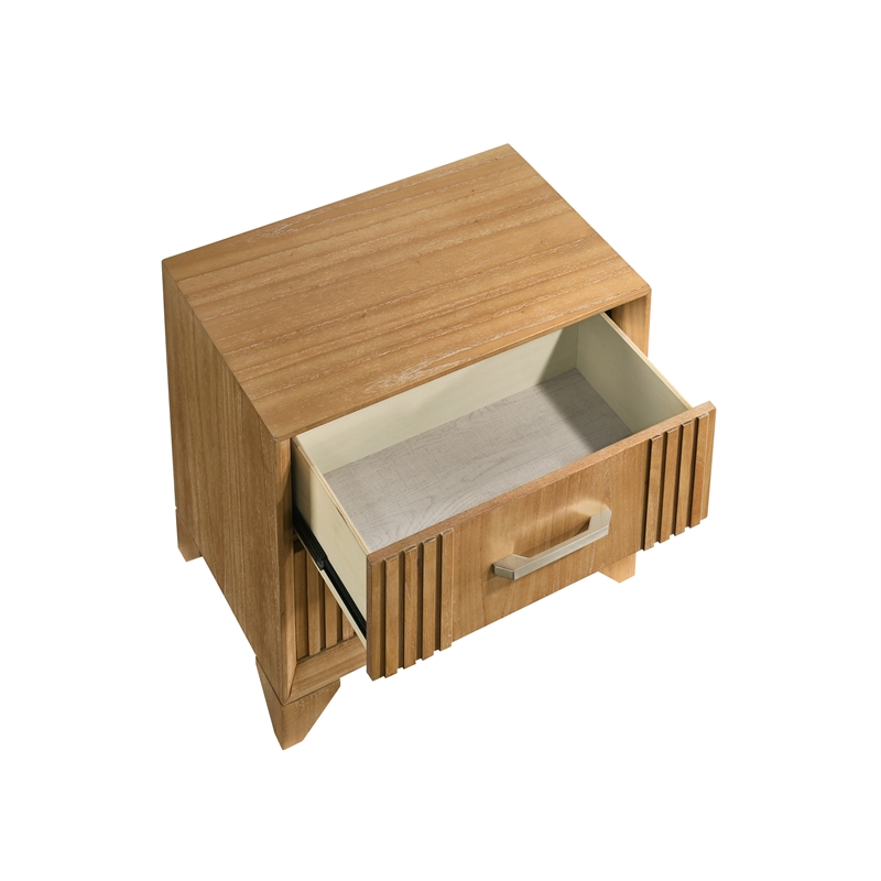 Galaxy Home Modern Bedroom Nightstand with Storage Drawer in Natural