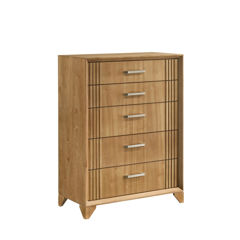Galaxy Home Modern Tall Chest with Storage Drawers & Full Extend in Natural