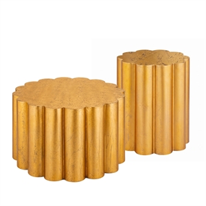 301 Modern 2-Piece Iron Coffee & End Table Set in Gold Foil Finish