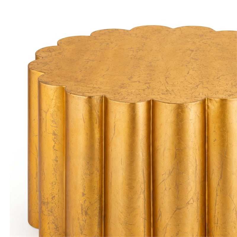 301 Modern 2-Piece Iron Coffee & End Table Set in Gold Foil Finish