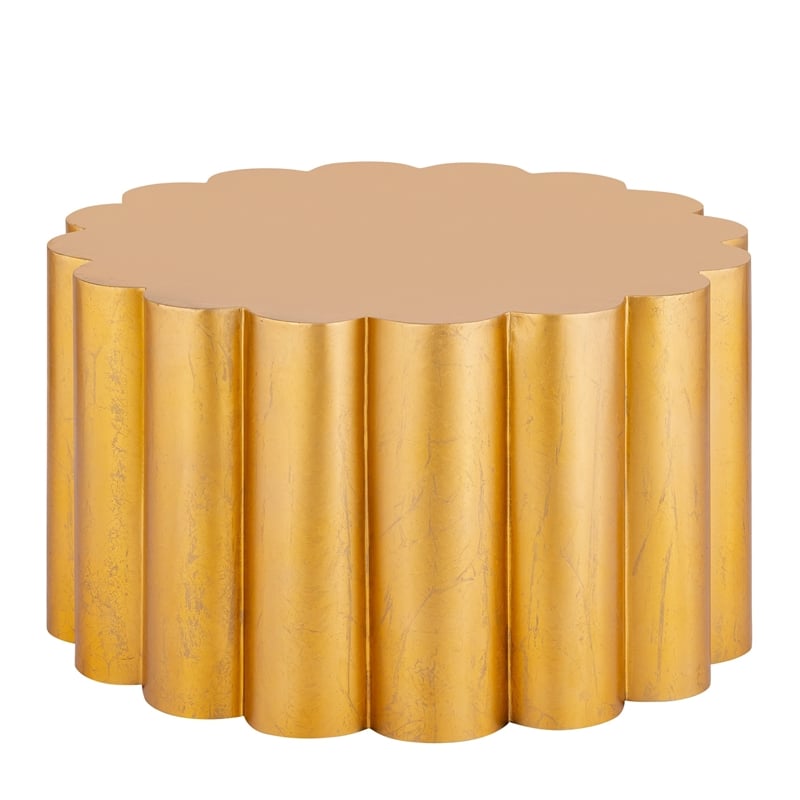 301 Modern 2-Piece Iron Coffee & End Table Set in Gold Foil Finish