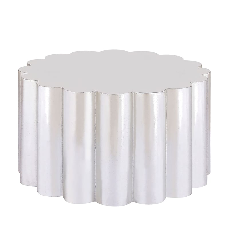 301 Modern 2-Piece Iron Coffee & End Table Set in Silver Foil Finish