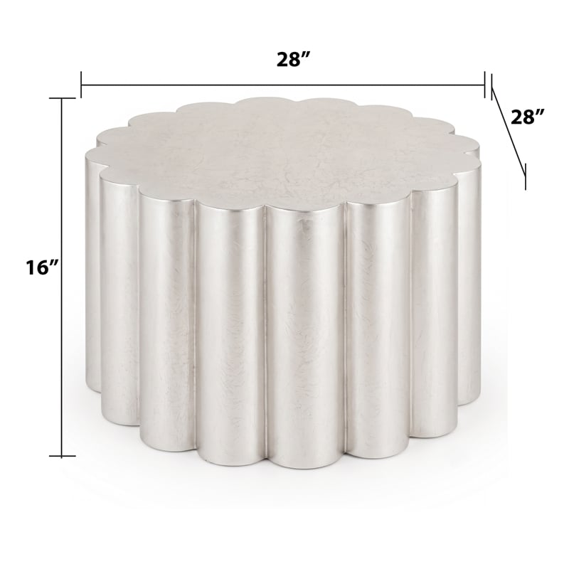 301 Modern 2-Piece Iron Coffee & End Table Set in Silver Foil Finish