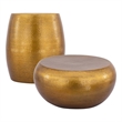 201 Modern 2-Piece Aluminum Coffee & End Table Set in Gold Finish