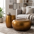 201 Modern 2-Piece Aluminum Coffee & End Table Set in Gold Finish