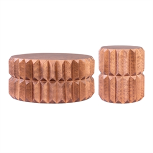 321 Modern 2-Piece Iron Geometric Table Set in Antique Copper Finish