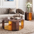 529 Contemporary 2-Piece Iron Table Set in Copper with Gold Foil