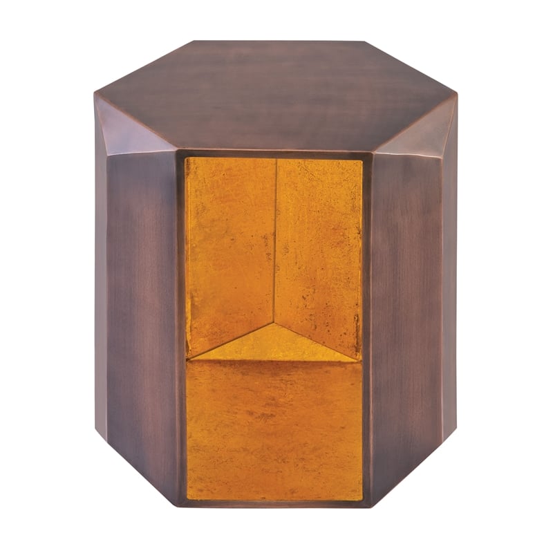 529 Contemporary 2-Piece Iron Table Set in Copper with Gold Foil