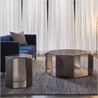 529 Contemporary 2-Piece Iron Table Set in Silver with Gold Foil
