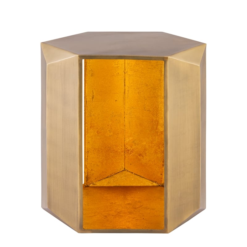 529 Contemporary 2-Piece Iron Table Set in Gold with Gold Foil