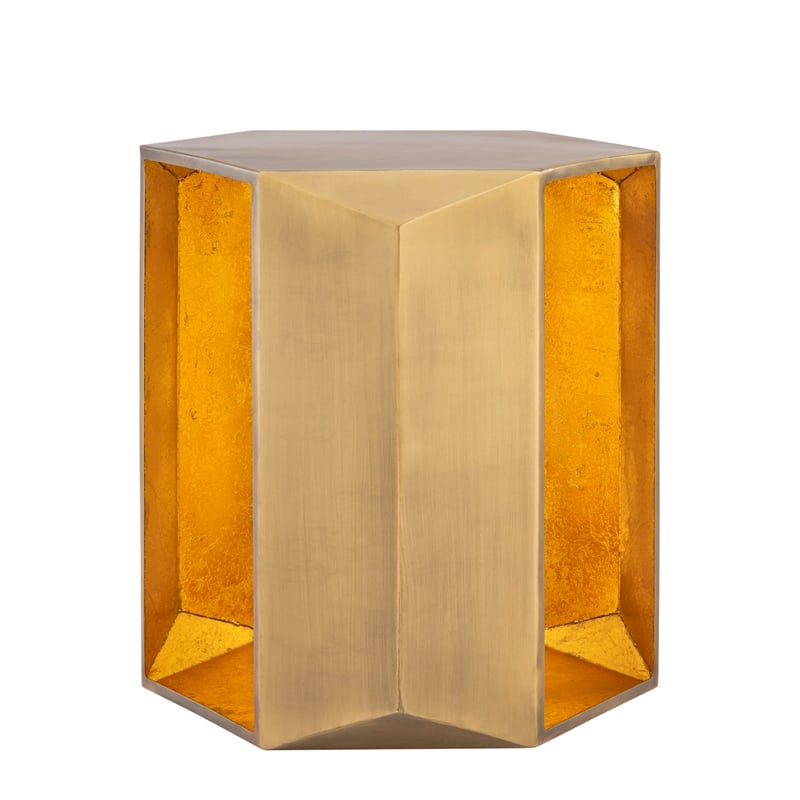 529 Contemporary 2-Piece Iron Table Set in Gold with Gold Foil