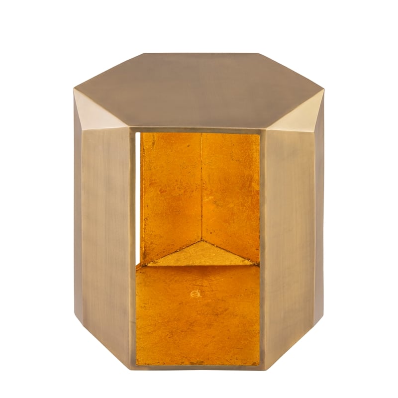 529 Contemporary 2-Piece Iron Table Set in Gold with Gold Foil