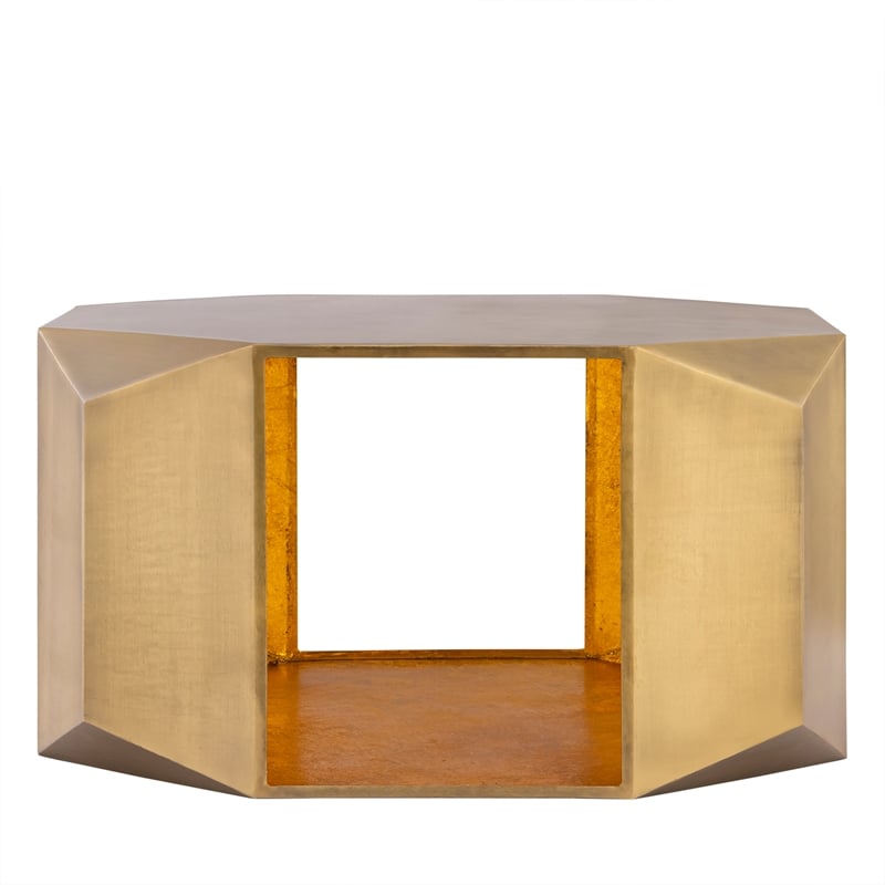 529 Contemporary 2-Piece Iron Table Set in Gold with Gold Foil