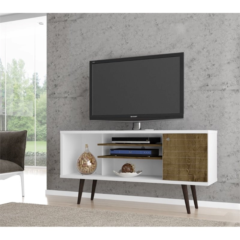 Levan Home 3-Shelf Solid Wood TV Stand for TVs up to 50