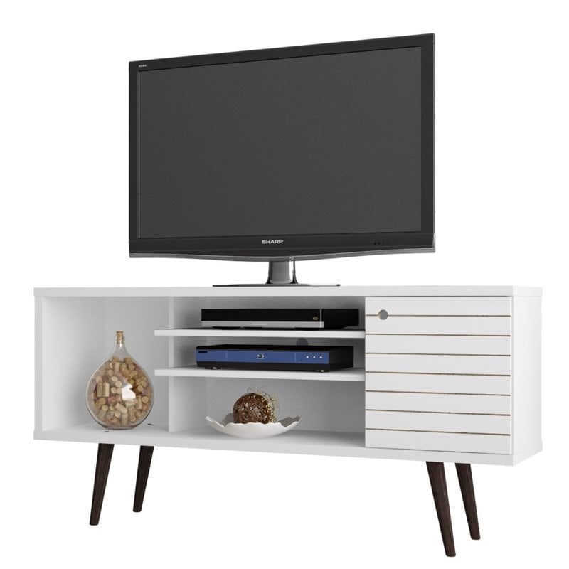 Levan Home 3-Shelf Solid Wood TV Stand for TVs up to 50