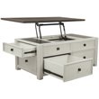 Levan Home Lift Top Coffee Table with 4 Storage Drawers in Two-Tone