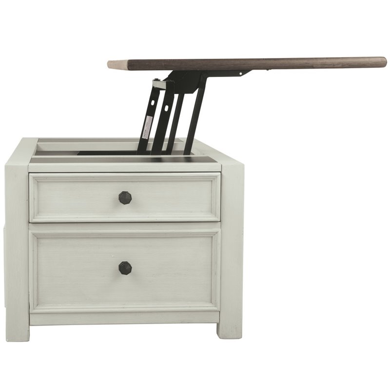 Levan Home Lift Top Coffee Table with 4 Storage Drawers in Two-Tone