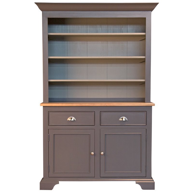 Levan Home Solid Wood China Buffet Hutch Cabinet In Gull Grey Lh