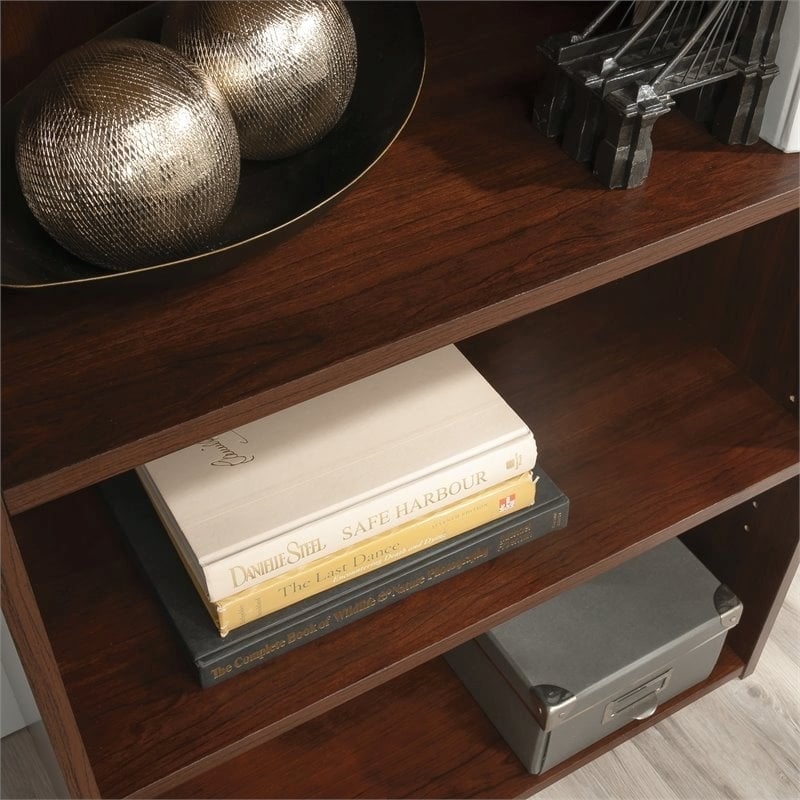Levan Home 3-Shelf Modern Engineered Wood Bookcase in Brook Cherry