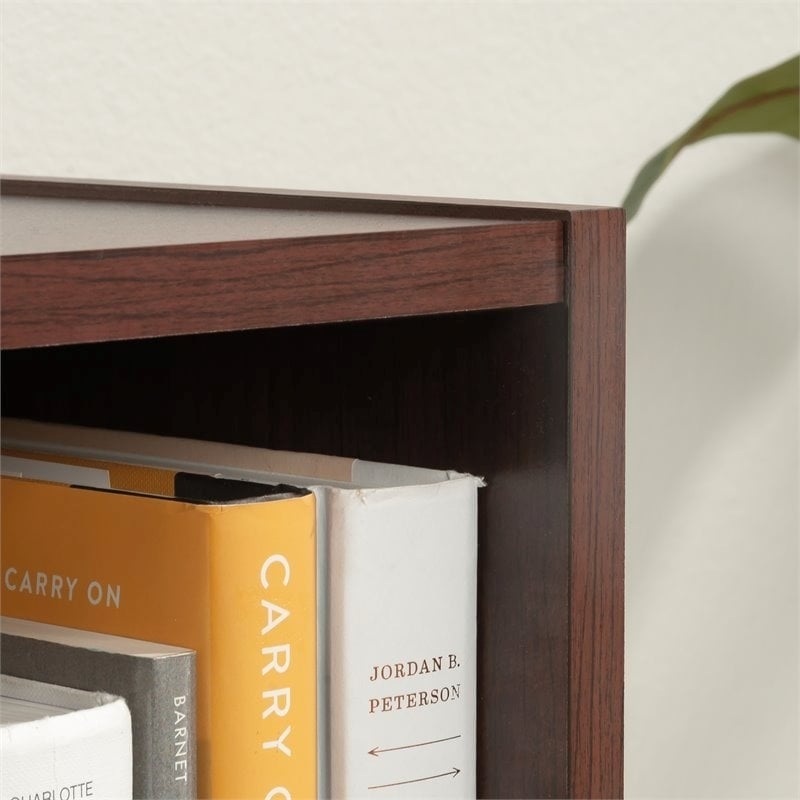 Levan Home 3-Shelf Modern Engineered Wood Bookcase in Brook Cherry