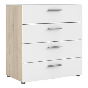 Levan Home Contemporary 4 Drawer Engineered Wood Chest in Oak /White