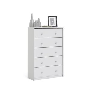 levan home modern white tall 5 drawer chest/ bedroom dresser