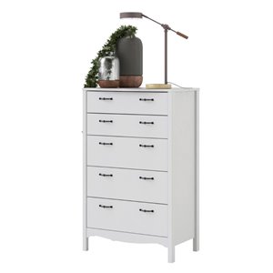 levan home modern romantic style white tall 5 drawer chest/ bedroom dresser