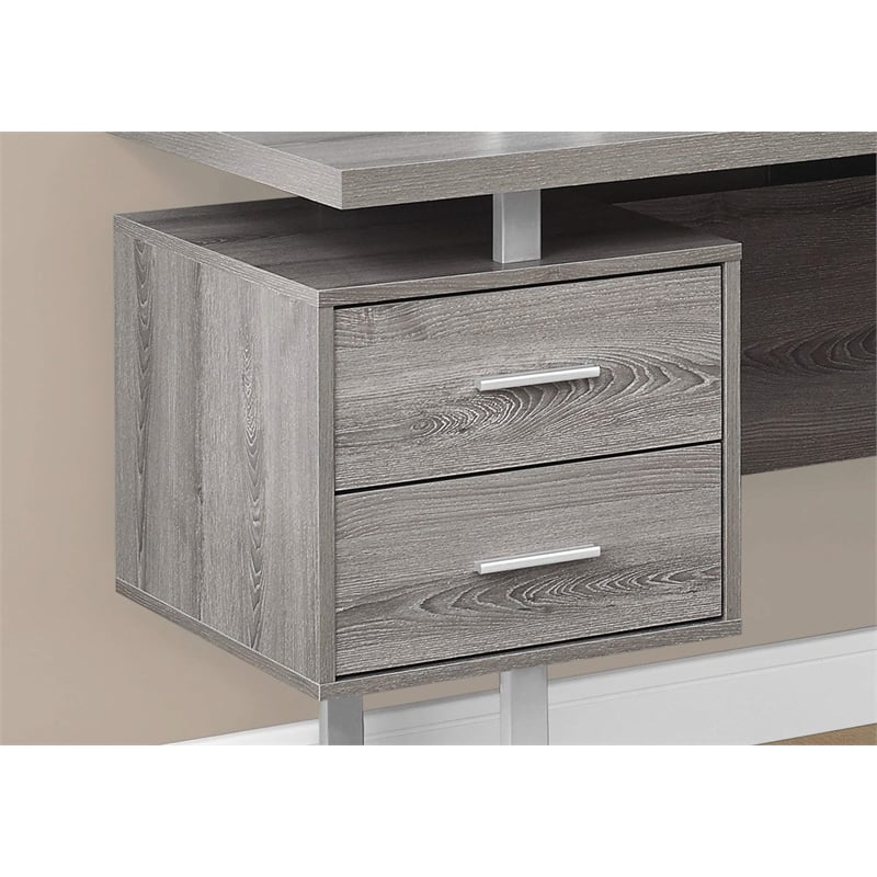 Levan Home L Shaped Corner Computer Desk in Dark Taupe