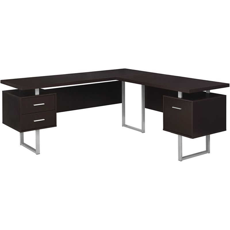 Levan Home L Shaped Corner Computer Desk In Cappuccino Lh 5094