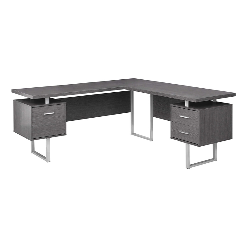 Levan Home L Shaped Corner Computer Desk in Gray