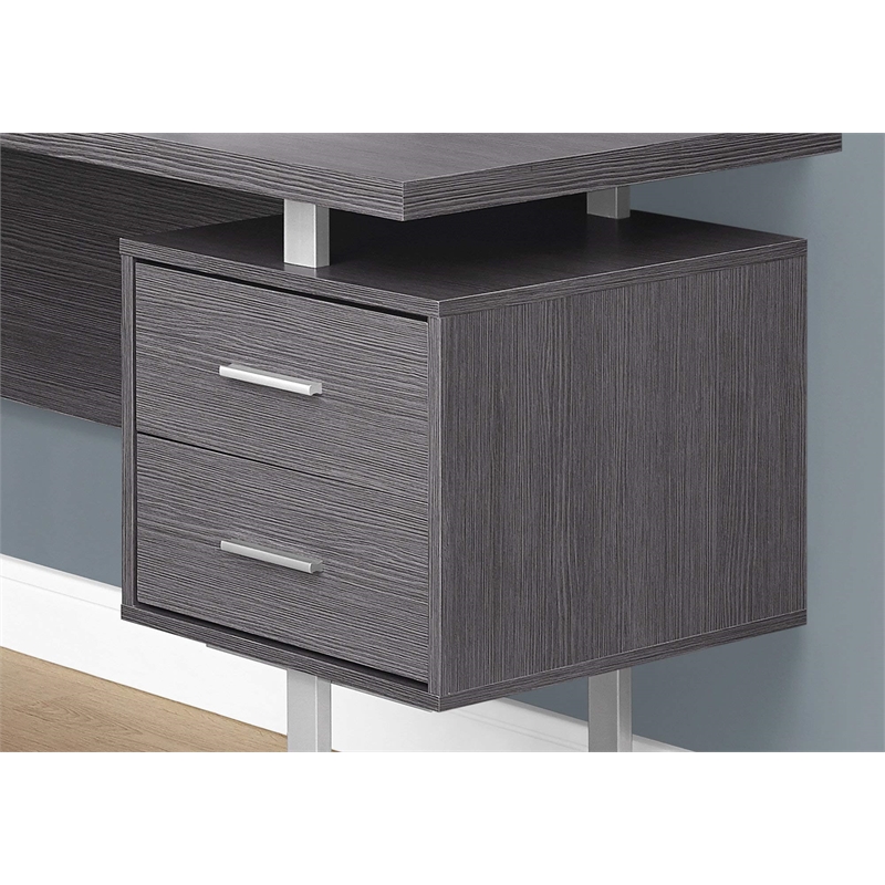 Levan Home L Shaped Corner Computer Desk in Gray