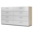 Levan Home Engineered Wood 8 Drawer Double Dresser in Oak/White High Gloss