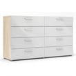 Levan Home Engineered Wood 8 Drawer Double Dresser in Oak/White High Gloss