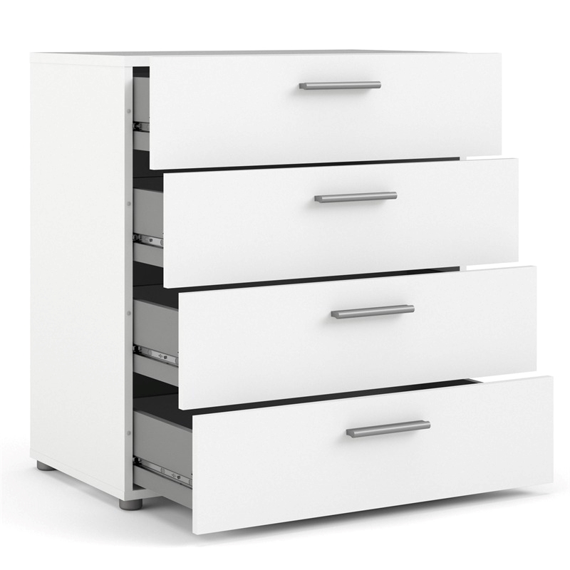 Levan Home Contemporary 4 Drawer Engineered Wood Chest/Bedroom Dresser in White