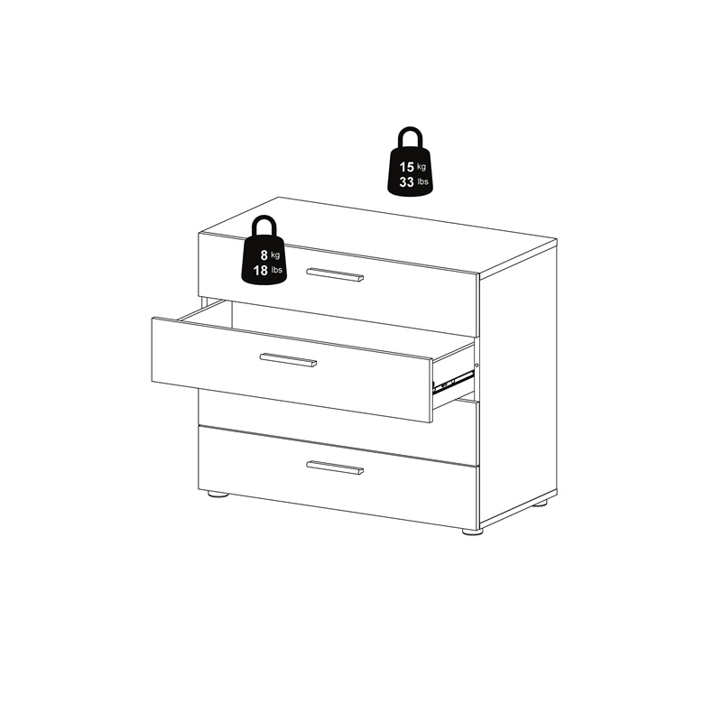 Levan Home Contemporary 4 Drawer Engineered Wood Chest/Bedroom Dresser in White