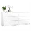 Levan Home Engineered Wood 6 Drawer Double Bedroom Dresser in White High Gloss