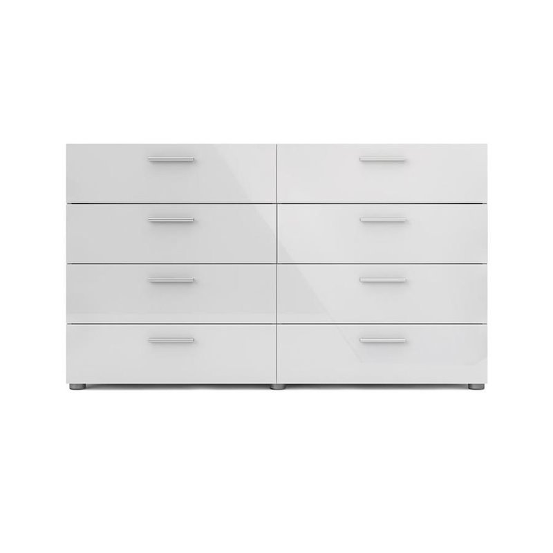 Levan Home Engineered Wood Contemporary 8 Drawer Double Bedroom Dresser in White