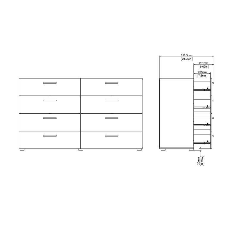 Levan Home Engineered Wood Truffle 8 Drawer Double Dresser