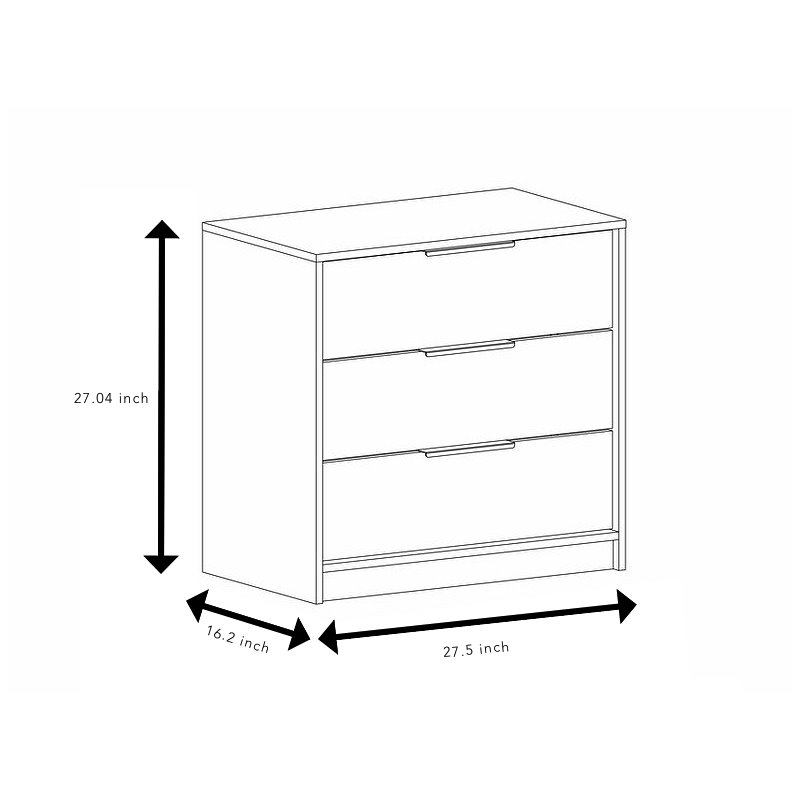Levan Home 3 Drawer Bedroom Chest Dresser in White & Light Oak