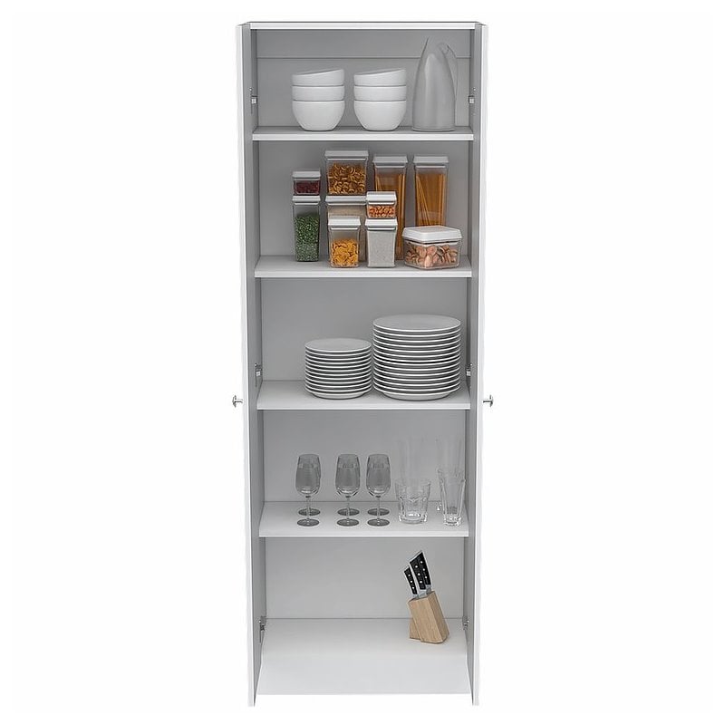 Levan Home Contemporary Tall Utility Storage Pantry in White