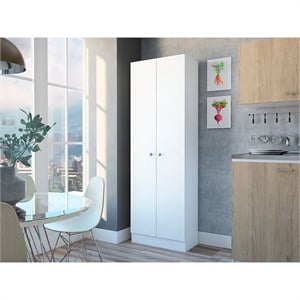 Levan Home Modern Engineered Wood Tall Utility Storage Cabinet/ Pantry in White