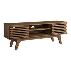 Levan Home Modern Wood Media Console TV Stand for TVs up to 50&quot in Walnut