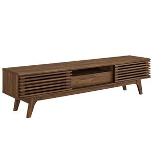 Levan Home Mid-Century Particleboard Wood TV Stand for TVs up to 70&quot in Walnut