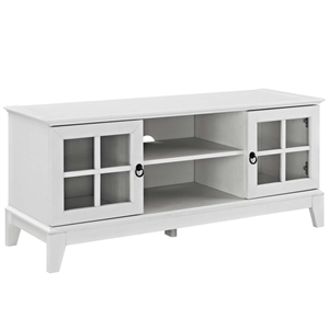 Levan Home Modern Wood TV Stand with Shelves for TVs up to 47&quot in White