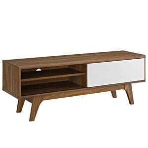 Levan Home Modern Wood TV Stand for TVs up to 47&quot in Walnut/White